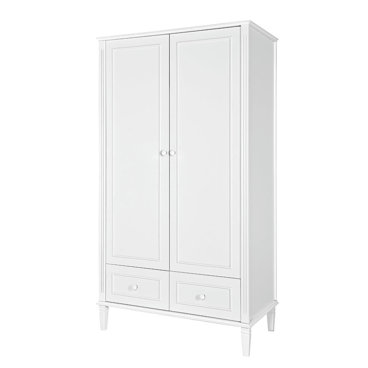 BIANKA - Armoire 2 portes 2 tiroirs blanc