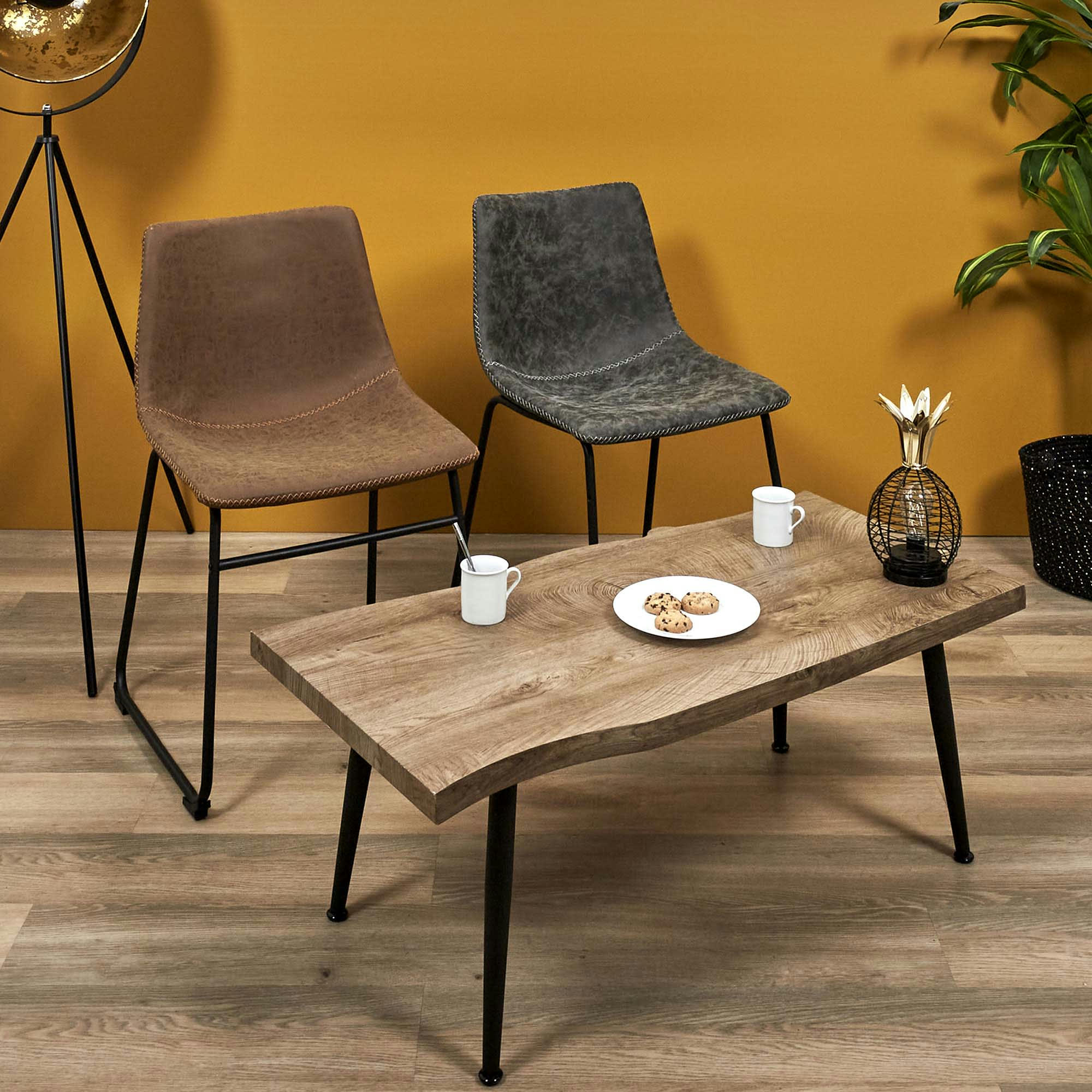 FOREST - Table basse effet bois et métal forest