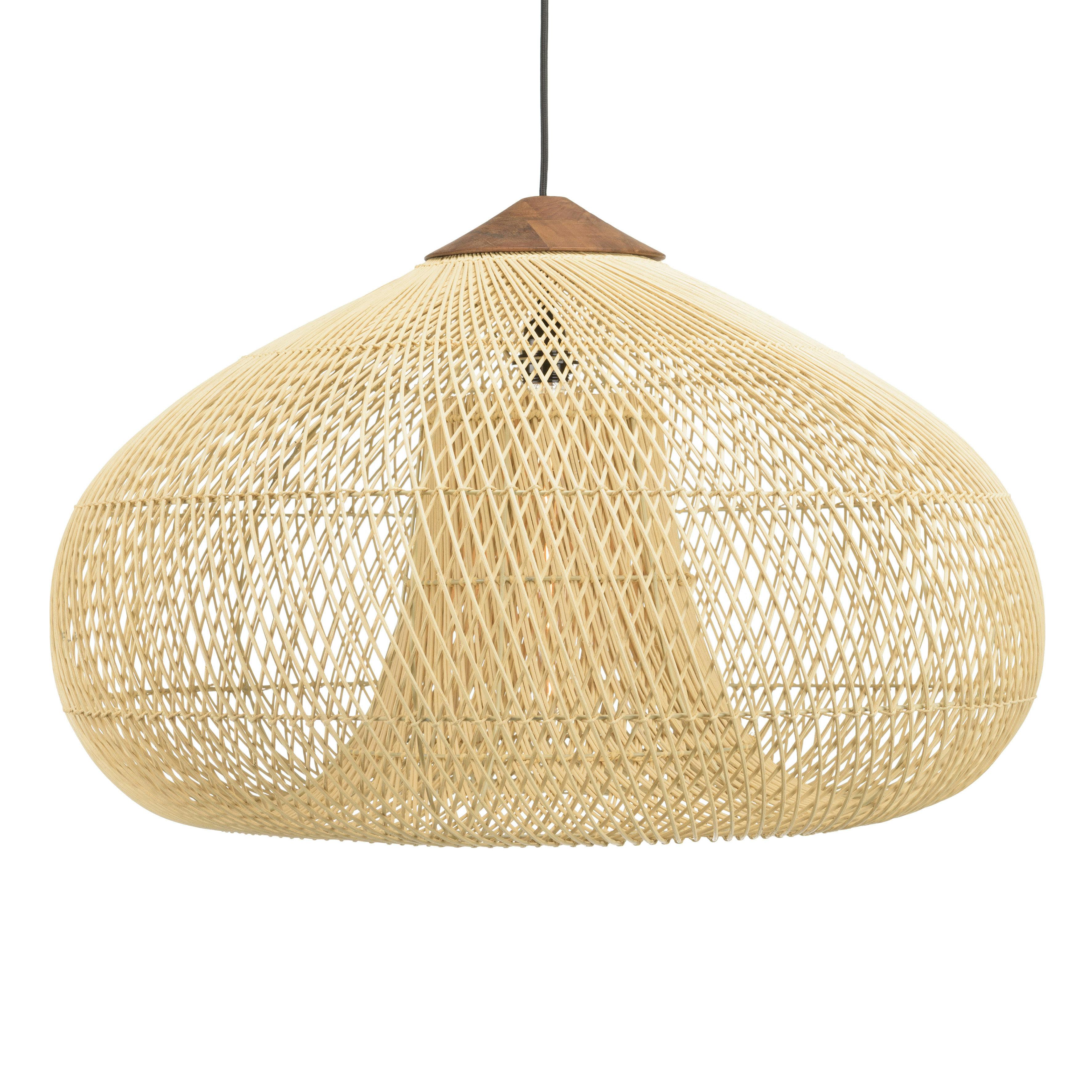 Suspension entonnoir 80x80cm rotin couleur naturelle/teck FOLELLI