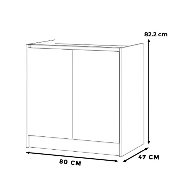 Szafka kuchenna stojąca pod zlew bella 80cm szary biały mat