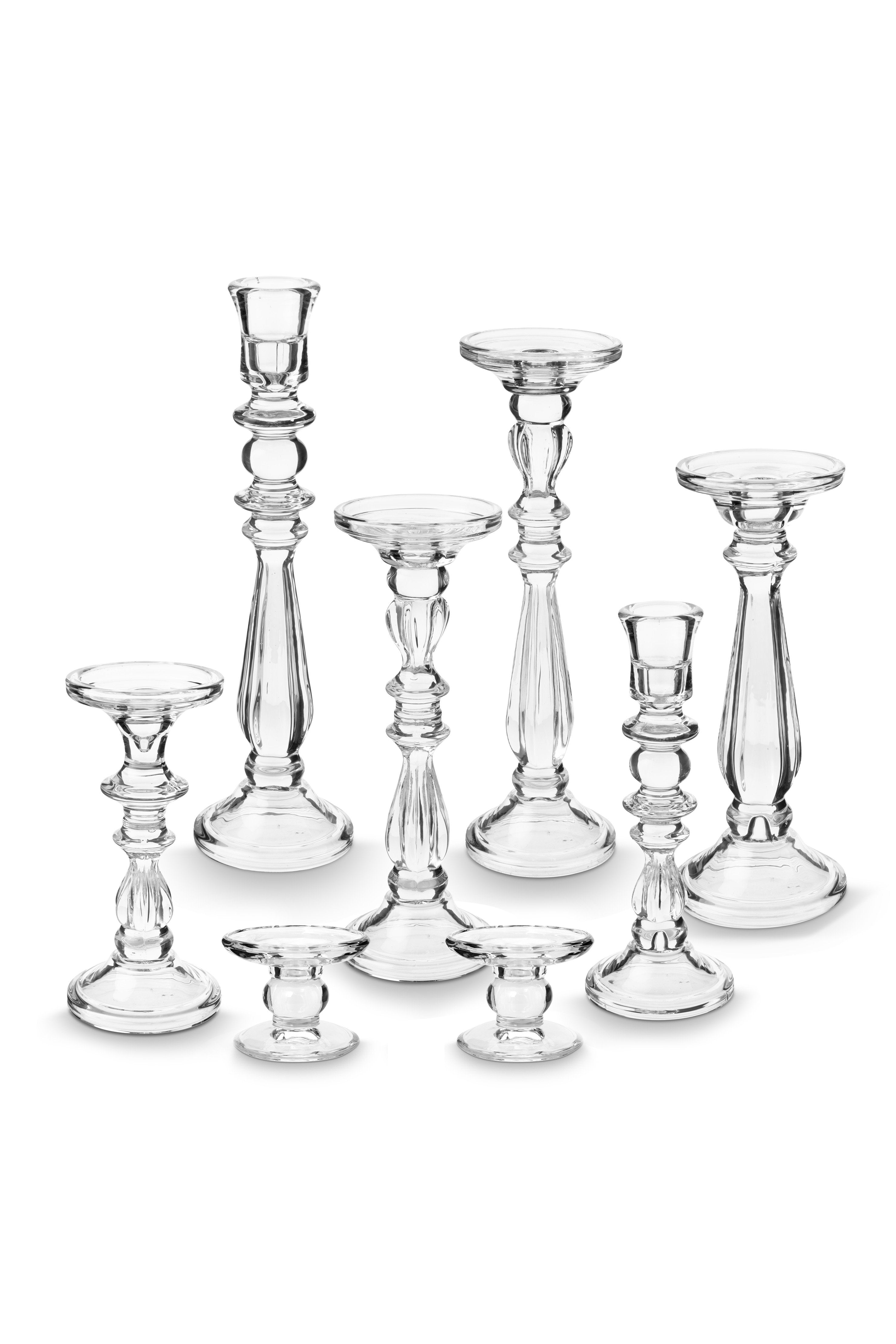 vtwonen Kandelaar Set van 7 - Glas - Transparant
