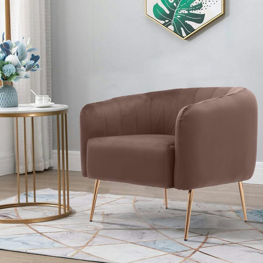VELVET - Fauteuil design en velours marron