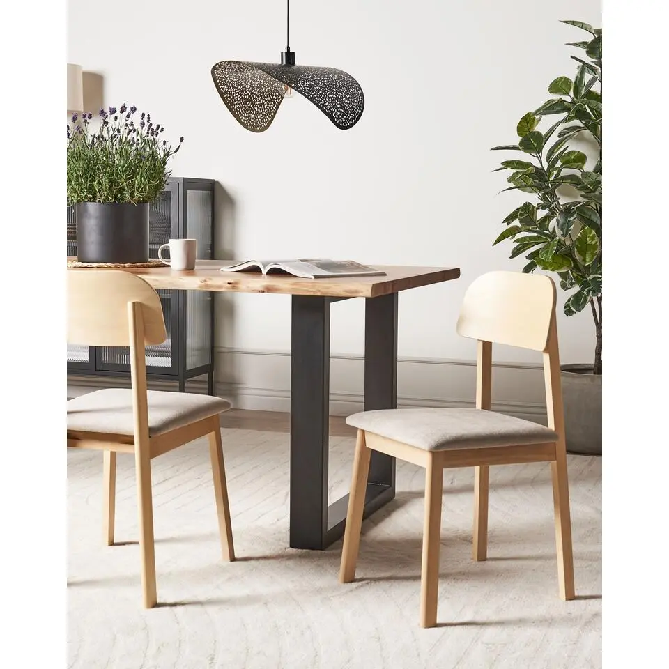 SCANDIA - Eetkamerstoel set van 2 - Taupe - Rubberhout