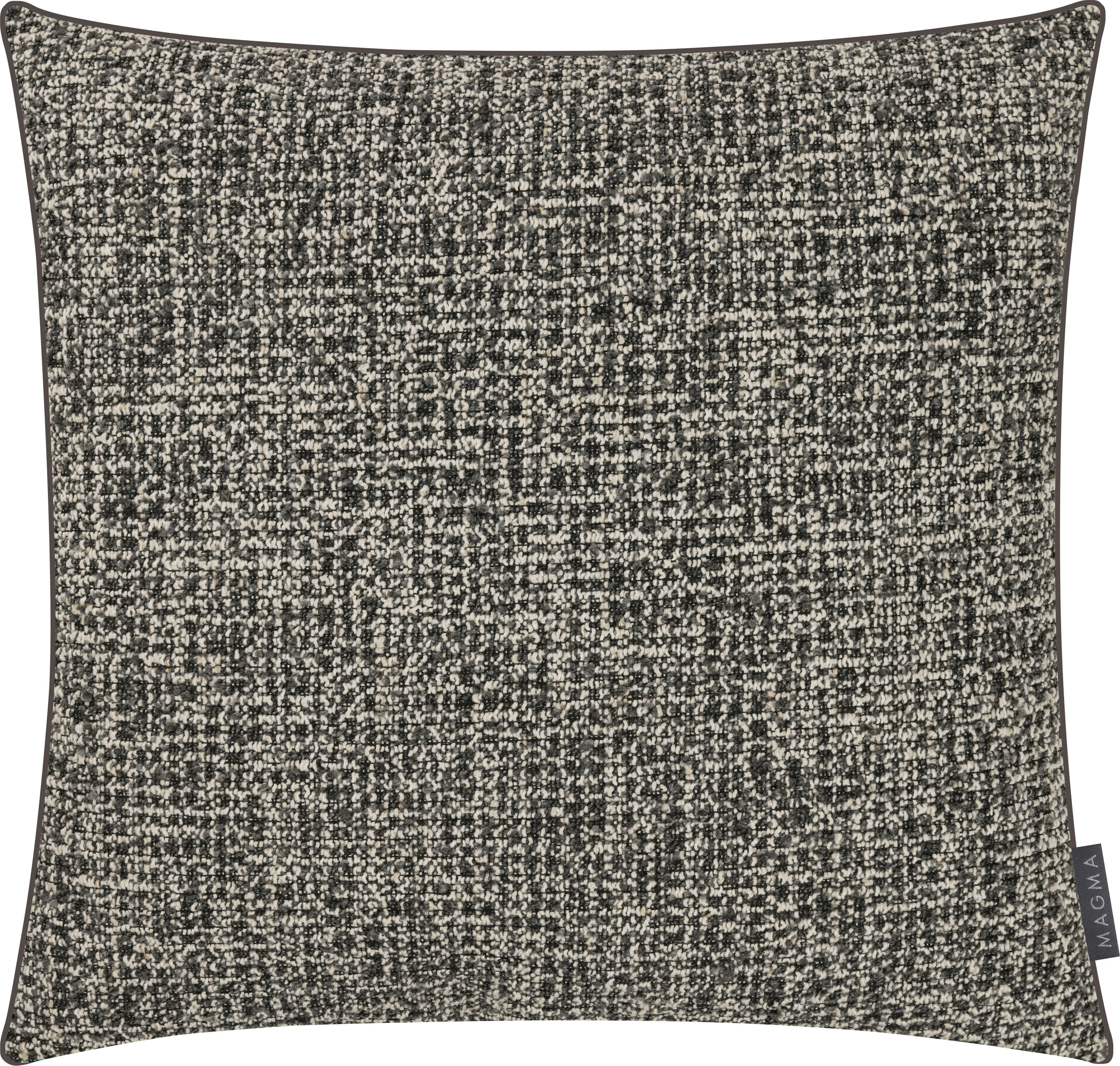 MALIA - Housse de coussin jacquard anthracite, passepoil - 50x50