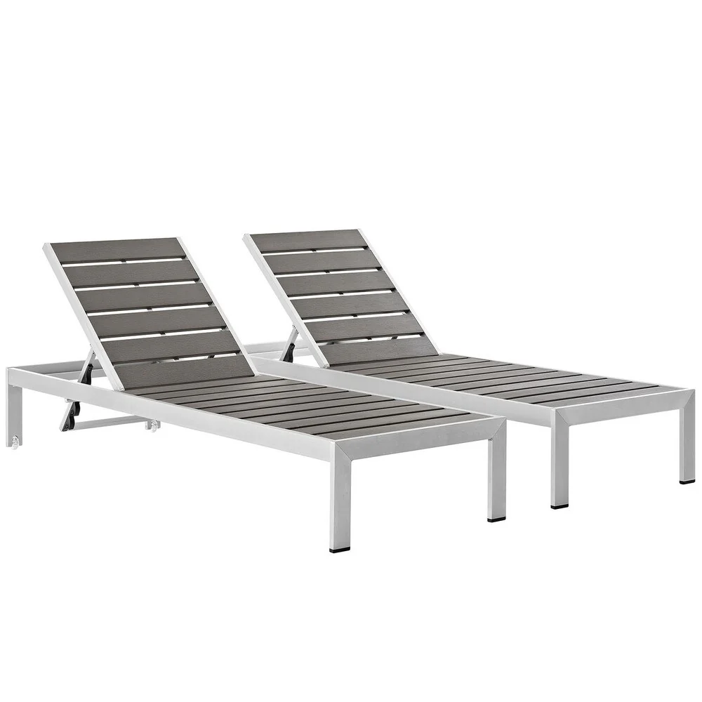 Shore Aluminum Outdoor Grey 2-piece Patio Chaise Lounger Set