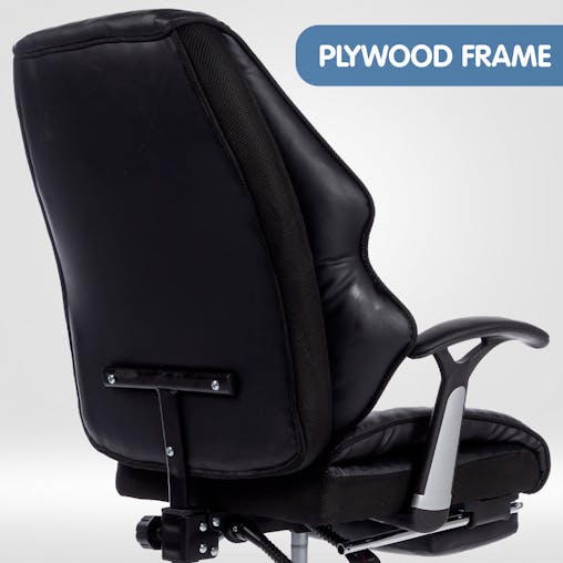NNEDPE Faux Leather High Back Reclining Executive Office Chair w/ Stool Black