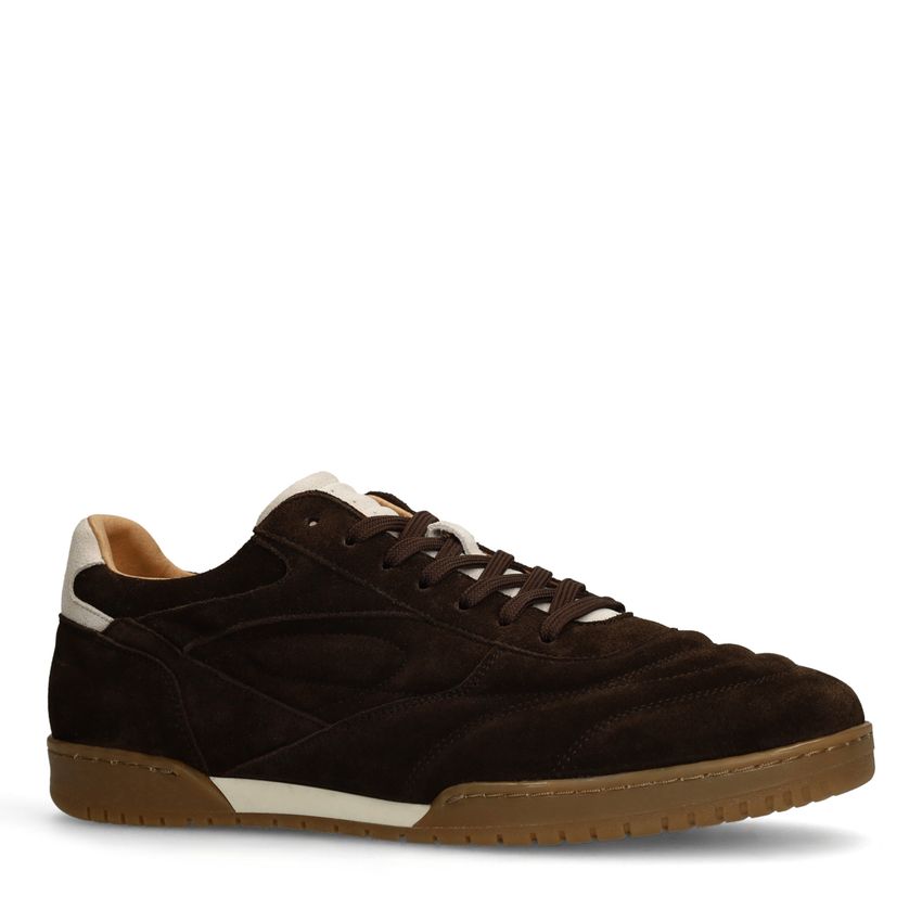 Manfield Donkerbruine suède sneakers