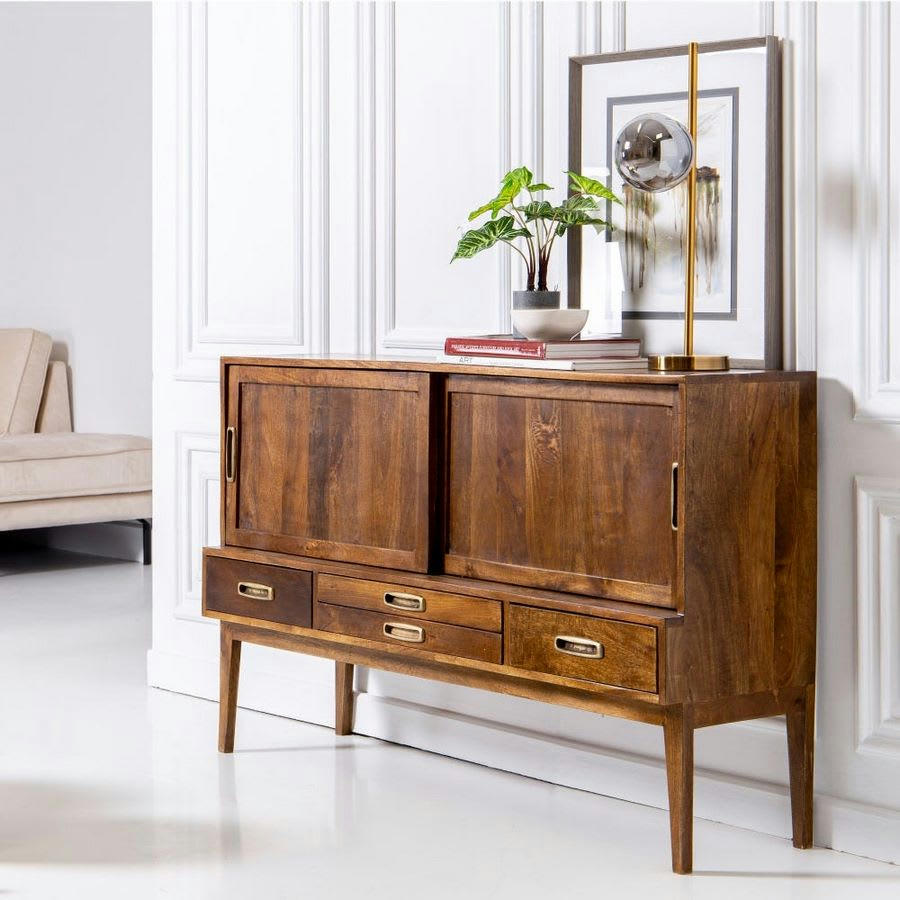 - Buffet 140x40x87 cm en bois de manguier