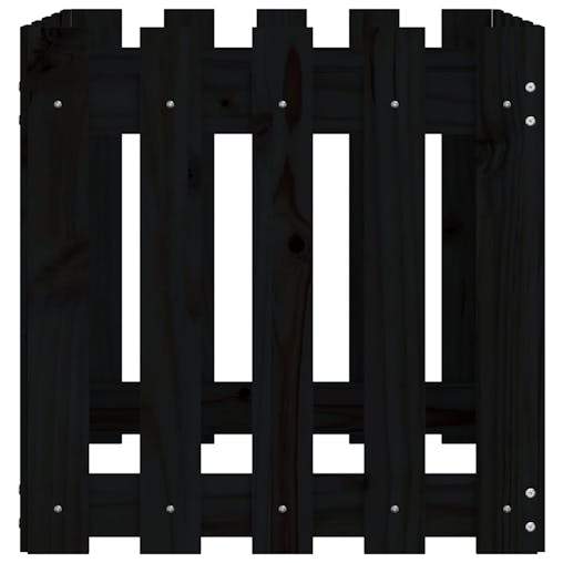NNEVL Garden Planter with Fence Design Black 50x50x50 cm Solid Wood Pine
