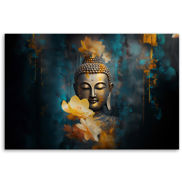Feeby Fototapeta, Budda i złote kwiaty 150x105