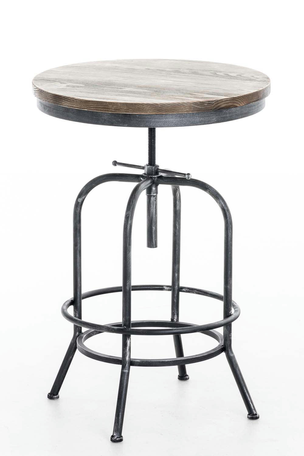 BRIGHTON - Table haute de bar réglable pour 2 personnes bois Argent antique