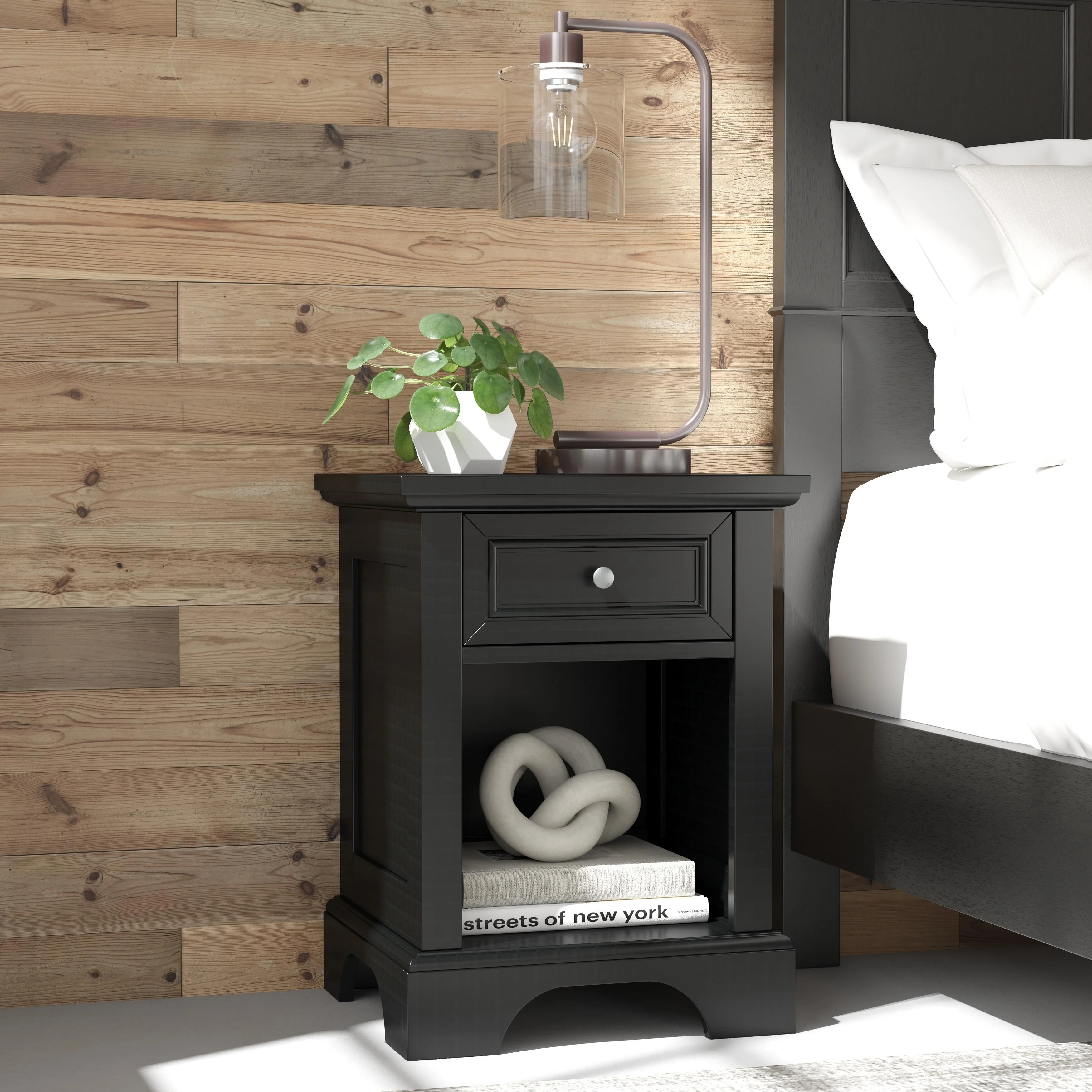 Homestyles Bedford Black Nightstand