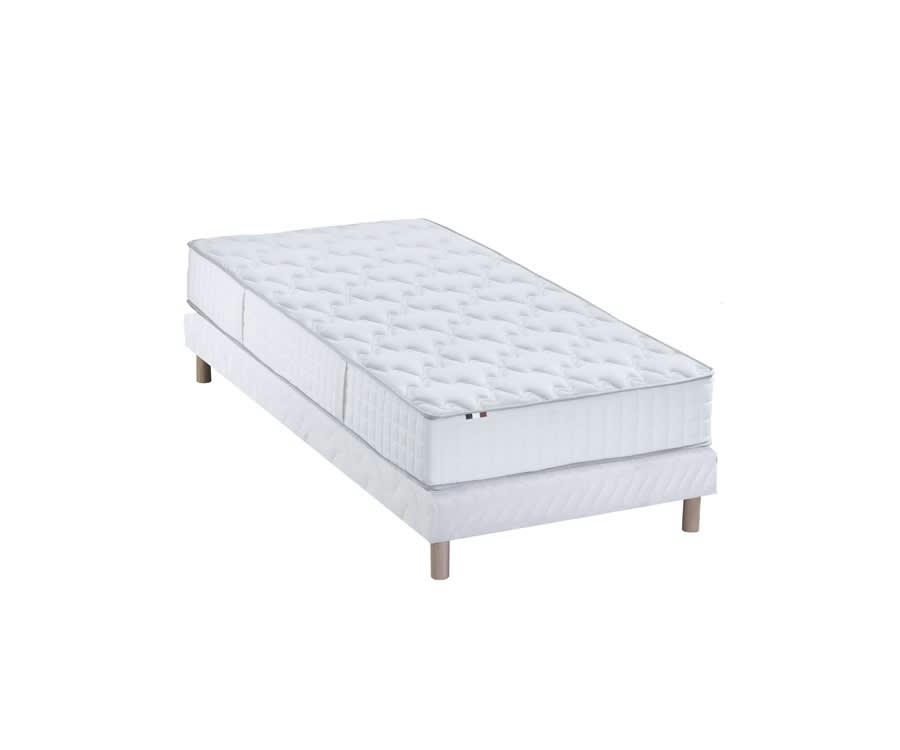 ENSEMBLE COSMOS - Ensemble matelas ressorts sommier blanc 90x190