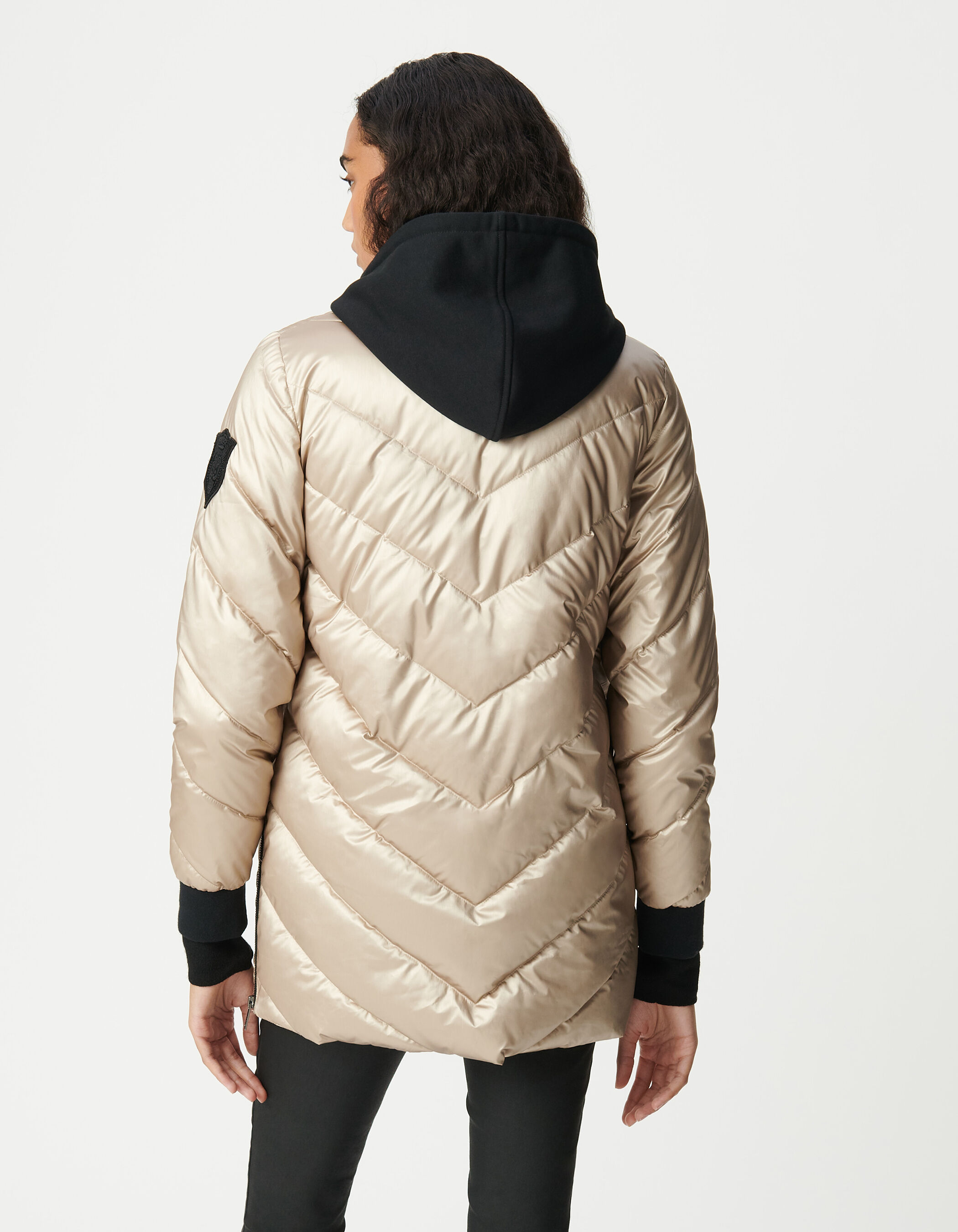 Sous-doudoune gold capuche molleton noir Femme