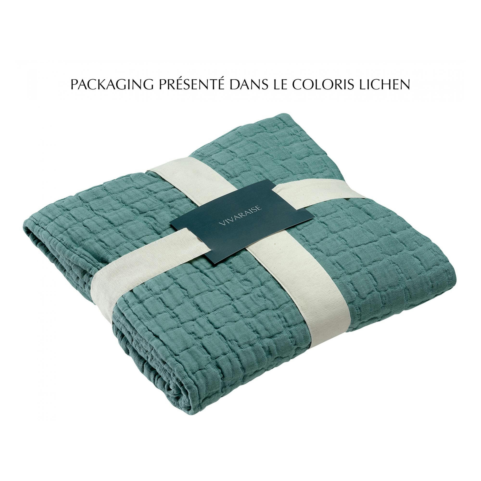 SWAMI - Couvre-lit stonewashed  en coton thym 240 x 260