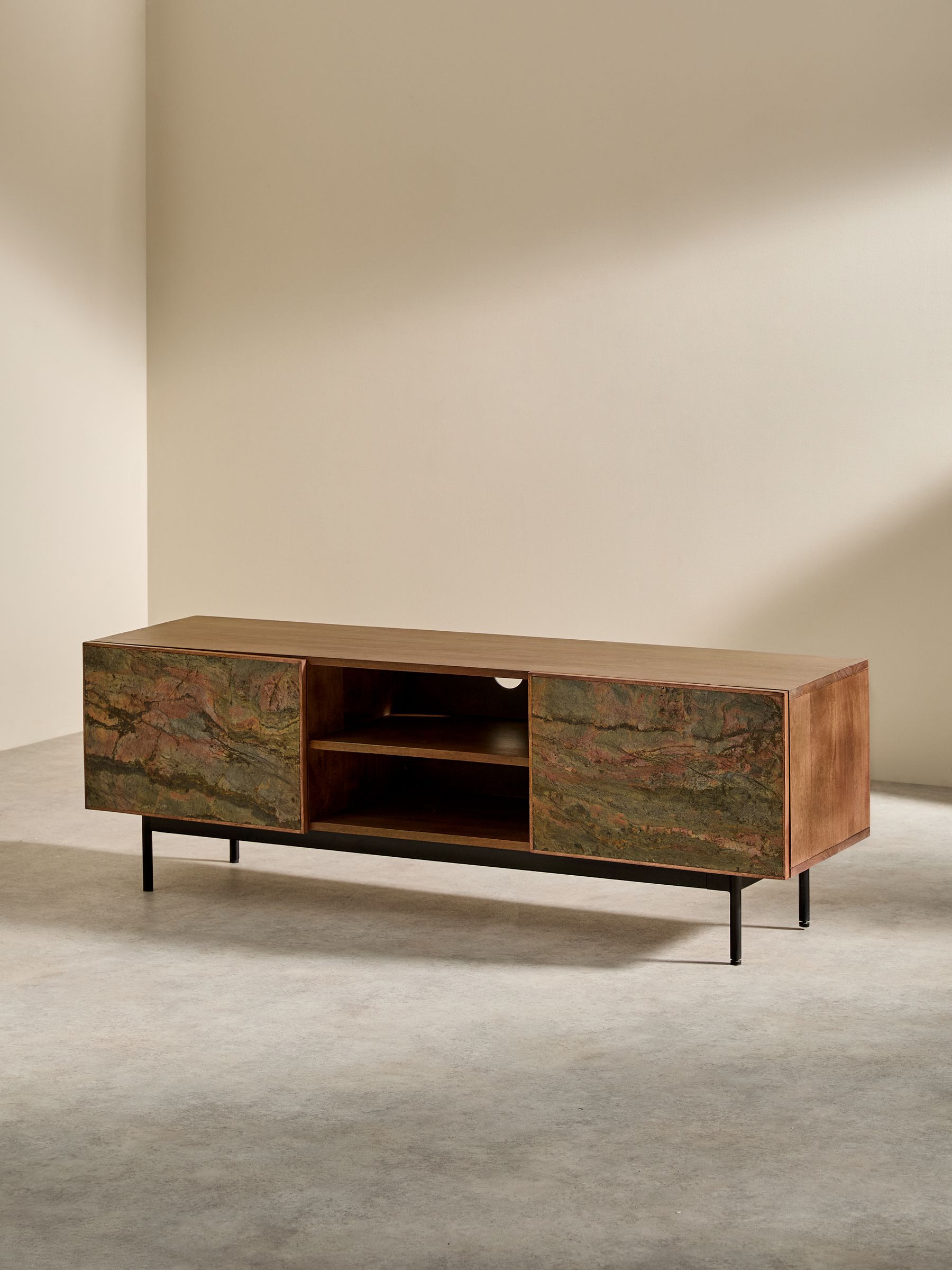 Dilan Up to 50 inch TV Unit in Mango Wood Stone Veneer
