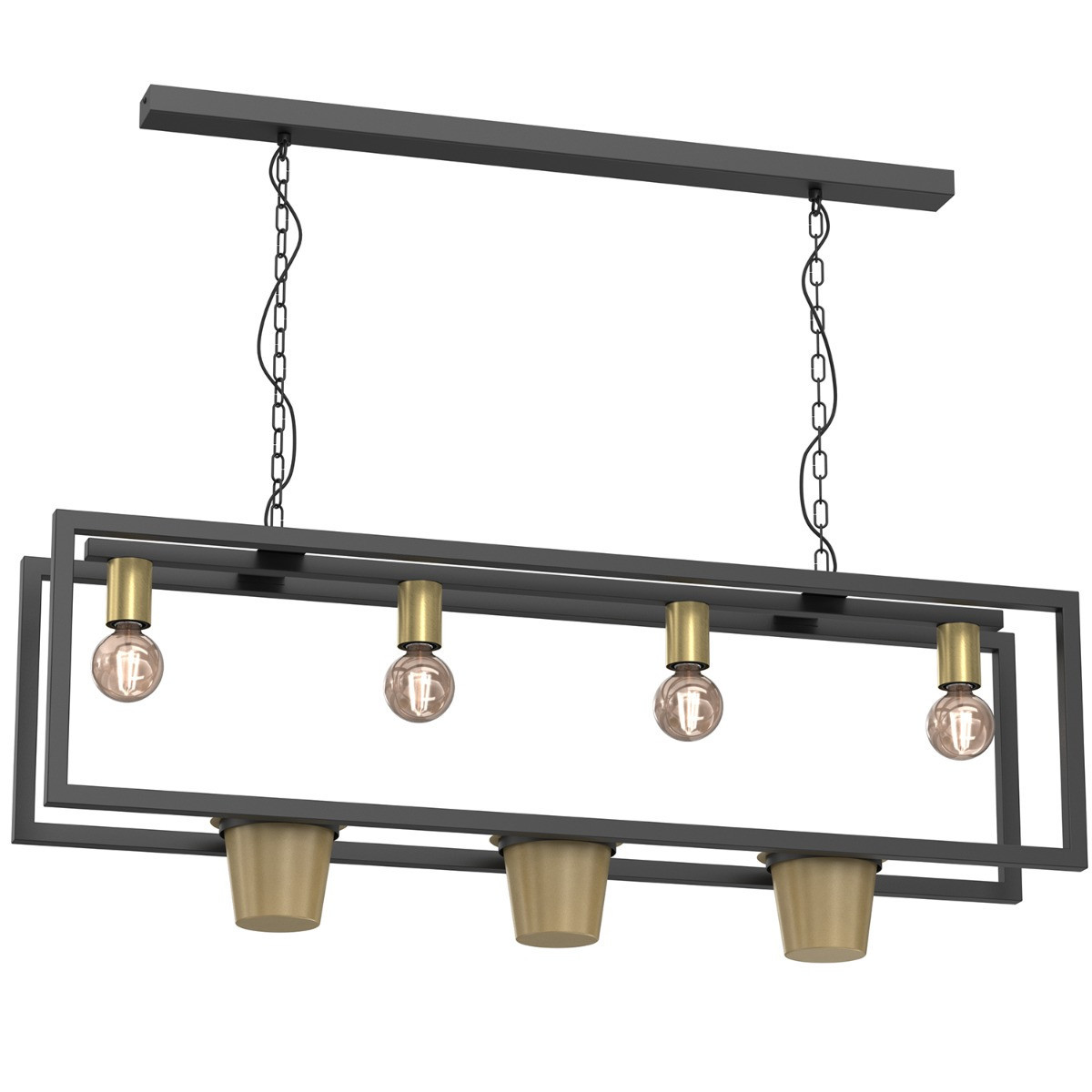 Lampa wisząca czarny mat-złoty mat Flores 4xE27x15W Luminex
