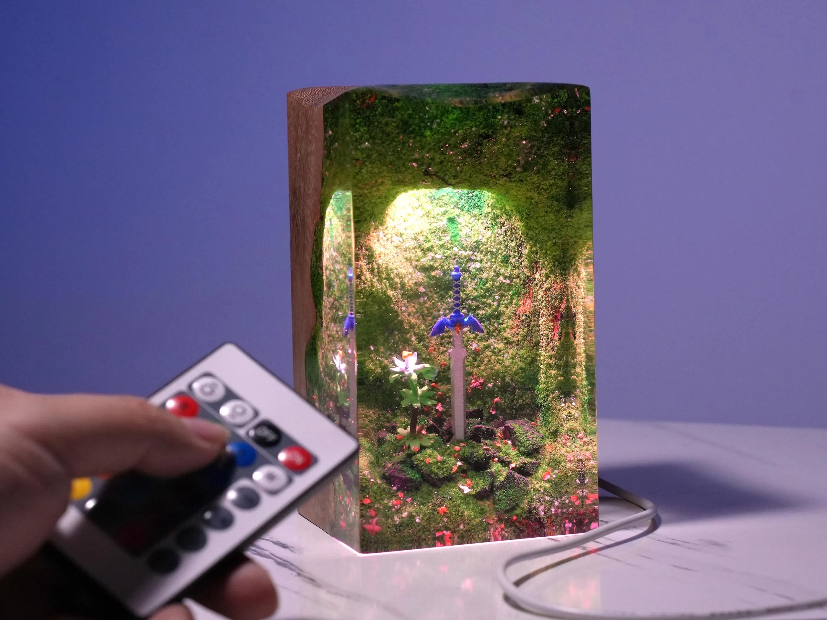 TLOZ Inspired Lamp for Gamers – Master Sword Resin Wood Night Light, Gaming Room Desk Decor