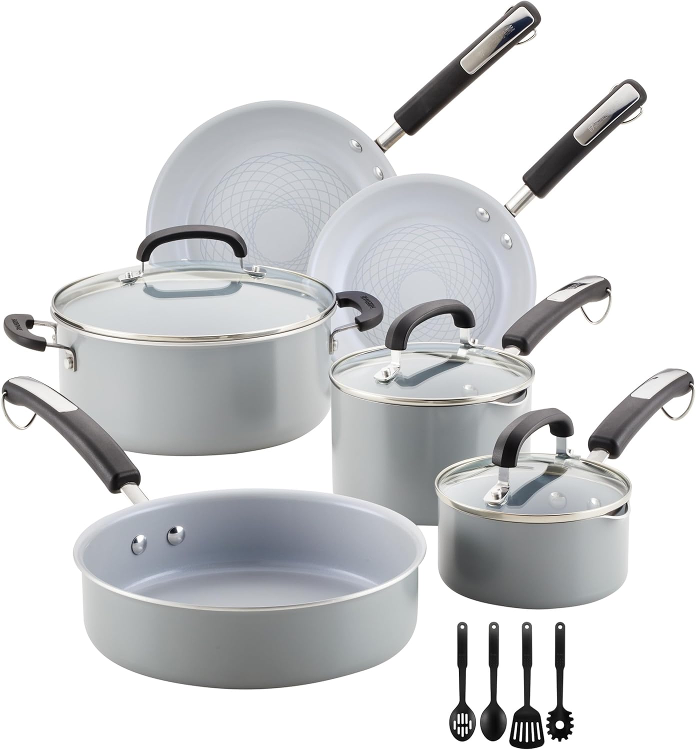 Farberware EcoAdvantage Ceramic Nonstick Cookware/Pots and Pans Set, 13 Piece - Gray
