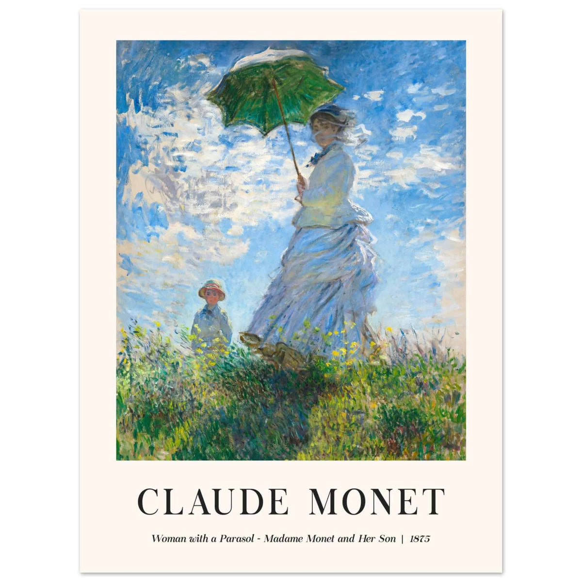 Artfulprints Poster Claude Monet - Women with a parasol  - 30x40 cm - Blauw