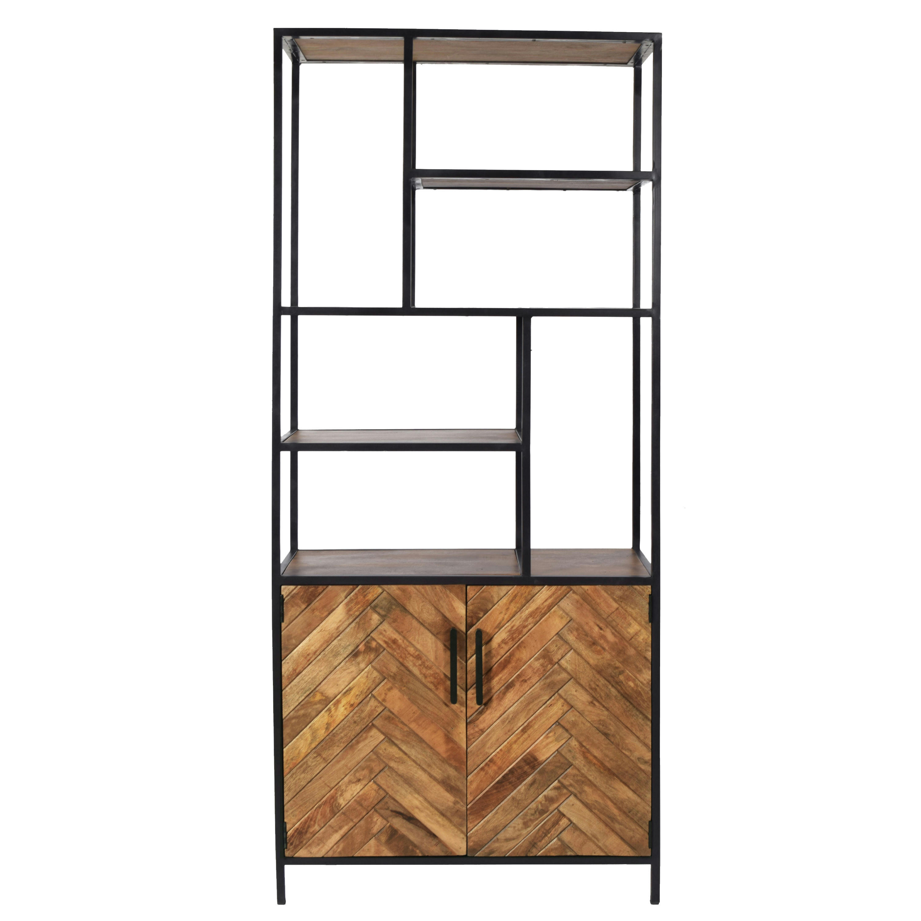 MADRAS - MADRAS-Buffet haut 2 portes en Manguier massif et métal