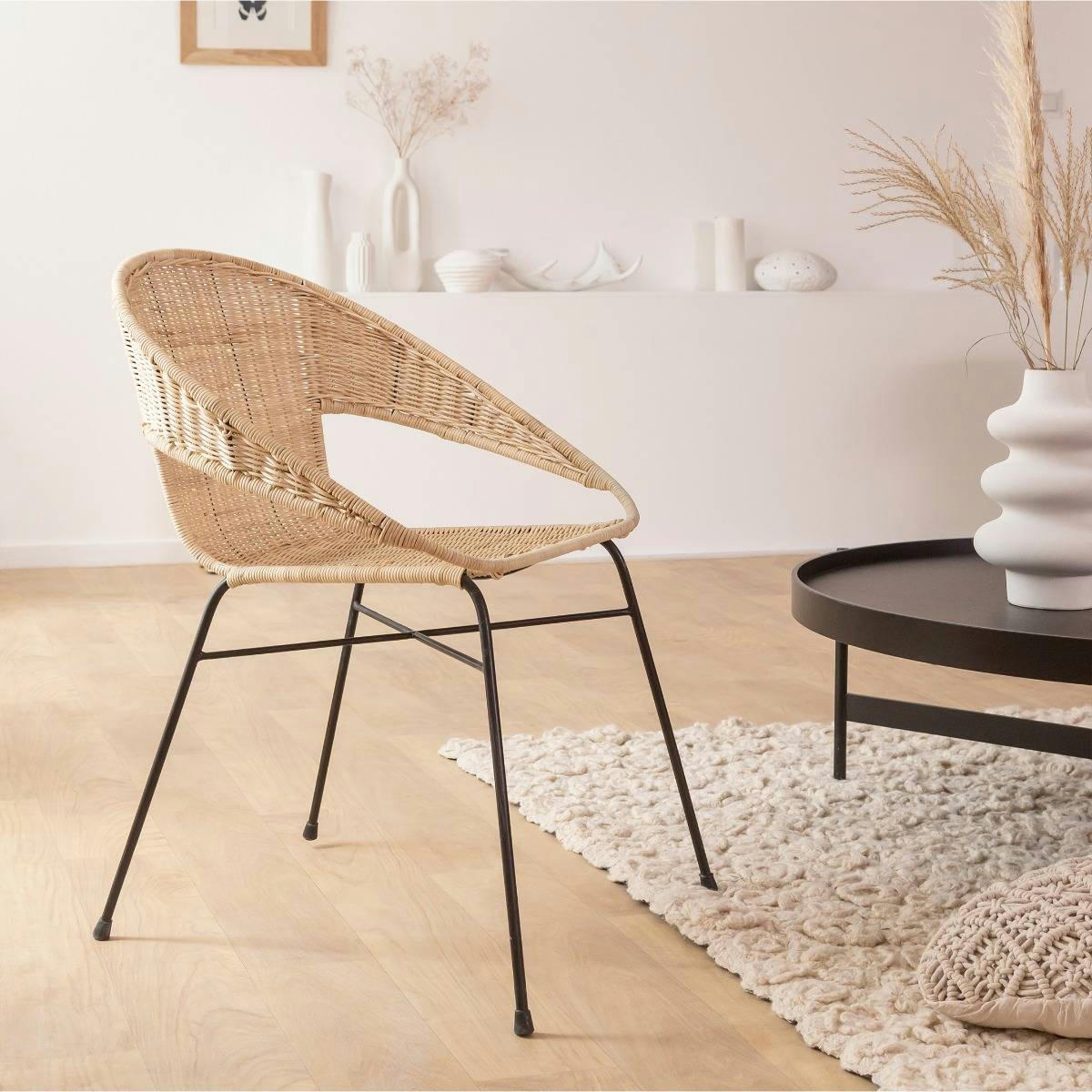 AURÉLIEN - Chaise en rotin marron 56 cm