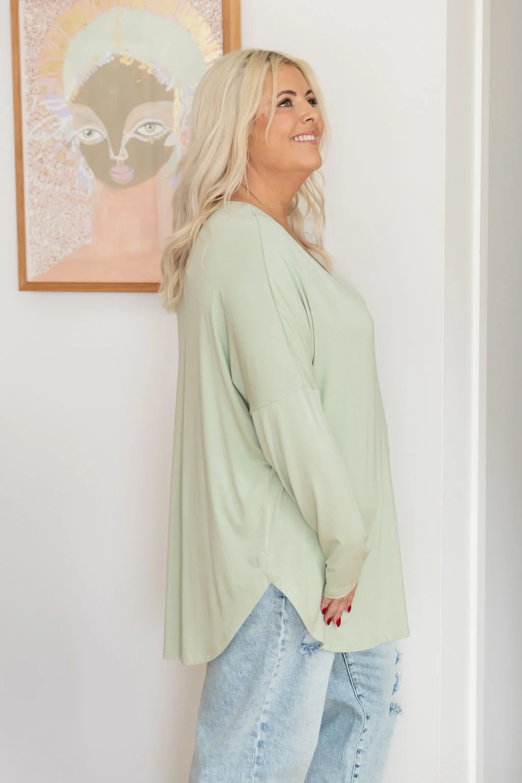 Jasper Jersey Top in Sage