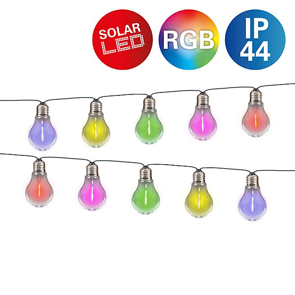 Guirlande lumineuse solaire pour l'extérieur avec 10 LED 'LINDA', longueur 370 cm, 10 boules D : 6 cm, changement de couleur RGB