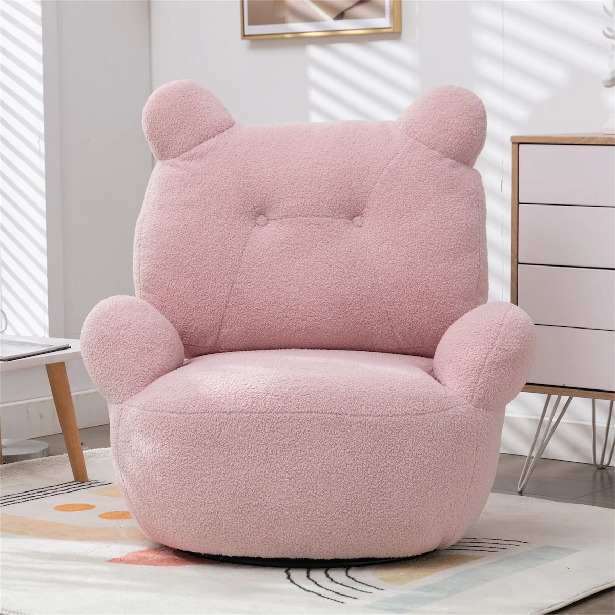 Swivel Accent Teddy Short Plush Particle Velvet Armchair Barrel Chair