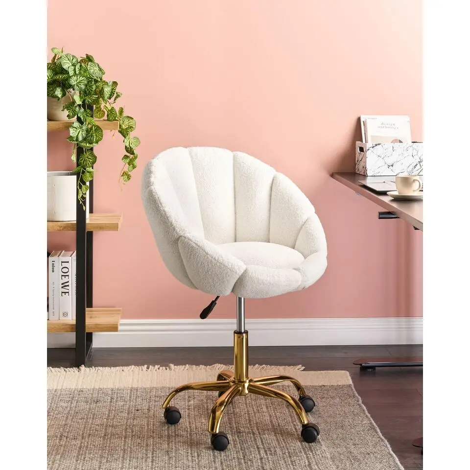 ANNABELLE - Bureaustoel - Wit - Boucl&eacute;