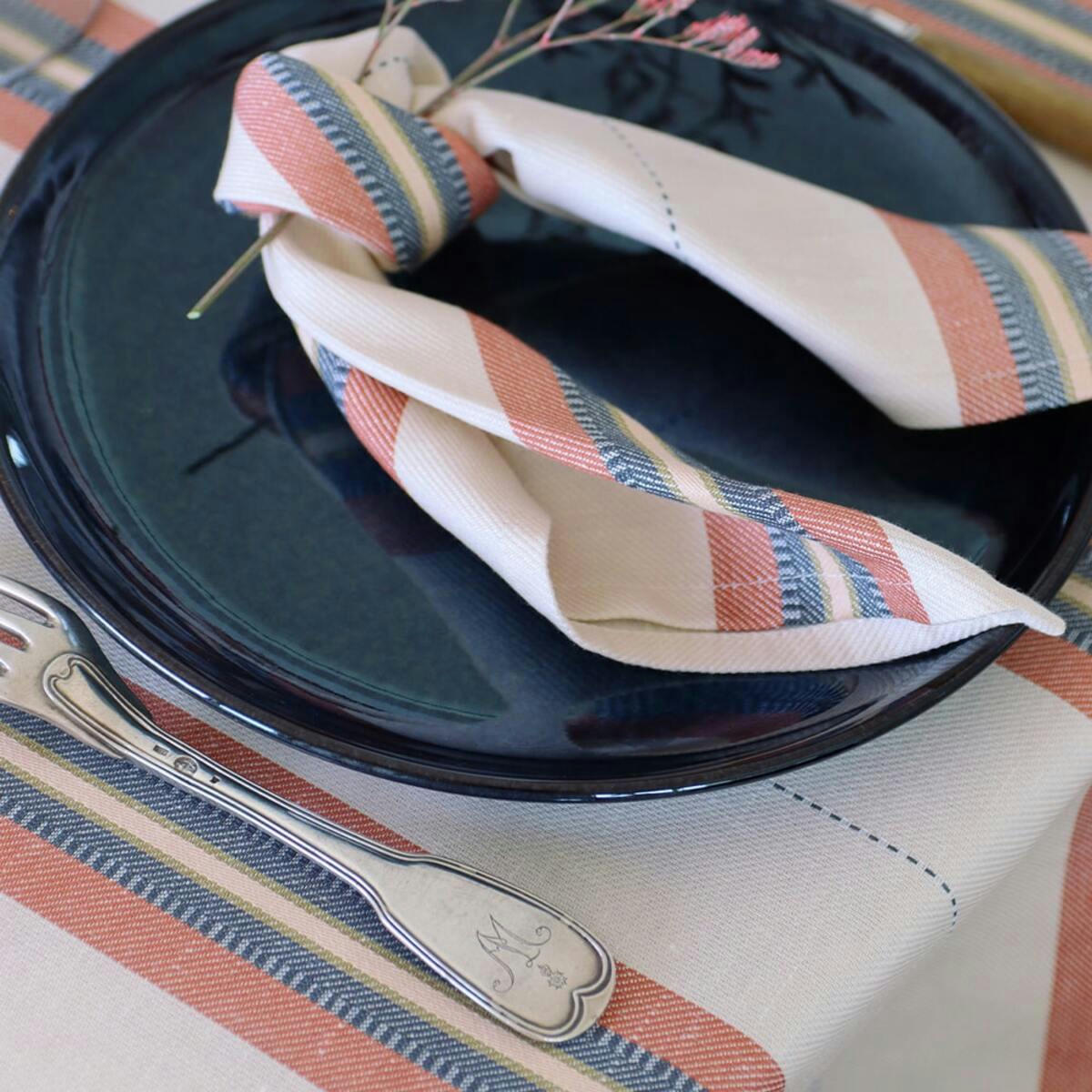 KANBO - Serviette de table coton et lin Terracotta 50x50 cm