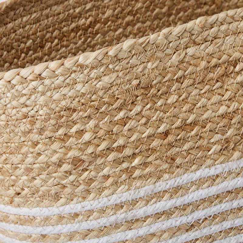 Jute White Stripe Beach Bag