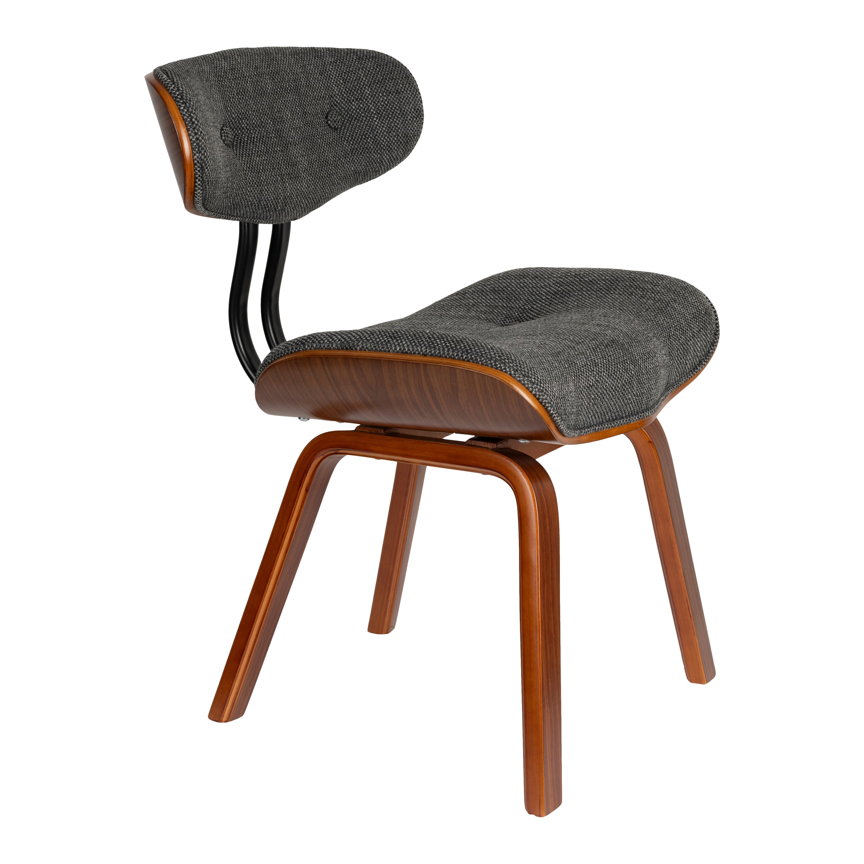 Dutchbone Blackwood Stoel - Donkerbruin Onderstel - Grijs Textiel