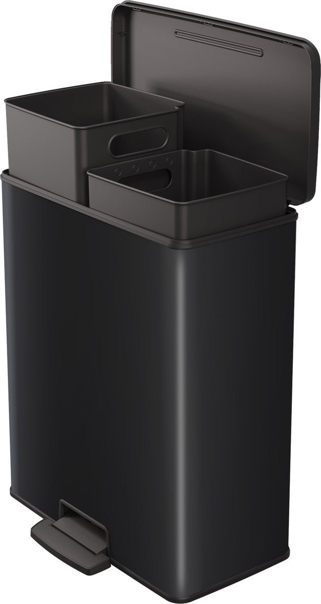 Curver Decobin Duo Prullenbak - 26L 26L - Rechthoekig - Zwart