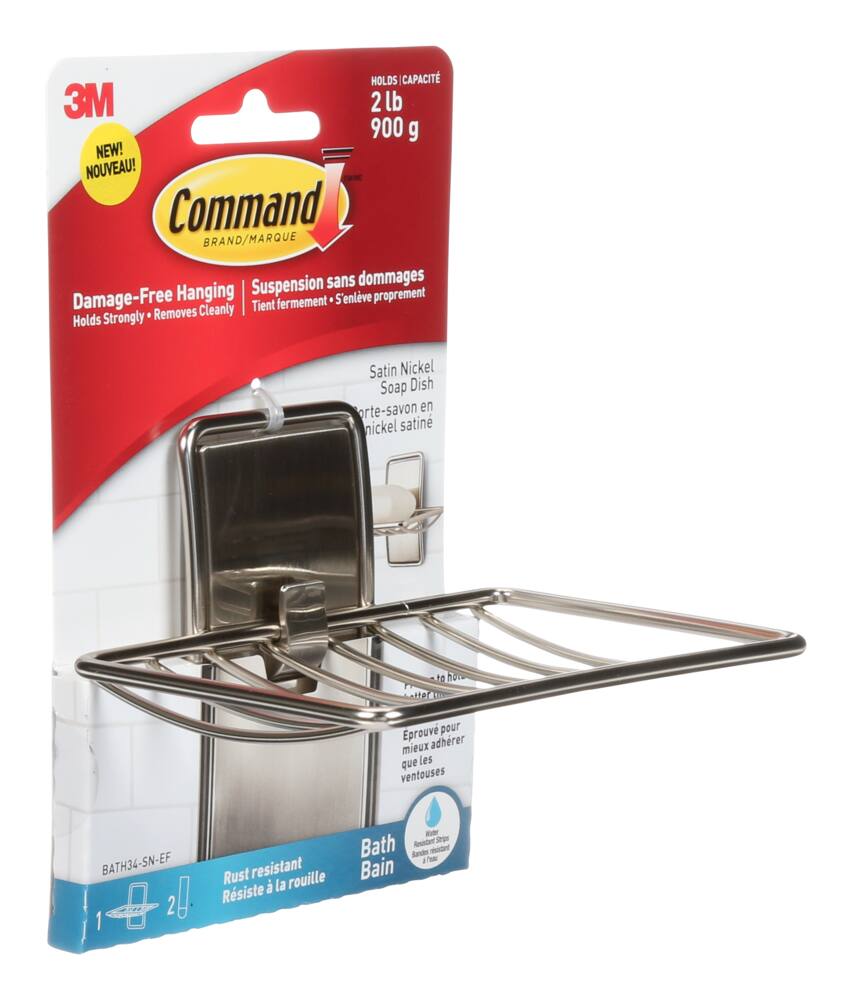 3M Command Metal Rust-Resistant Soap Dish, Satin Nickel
