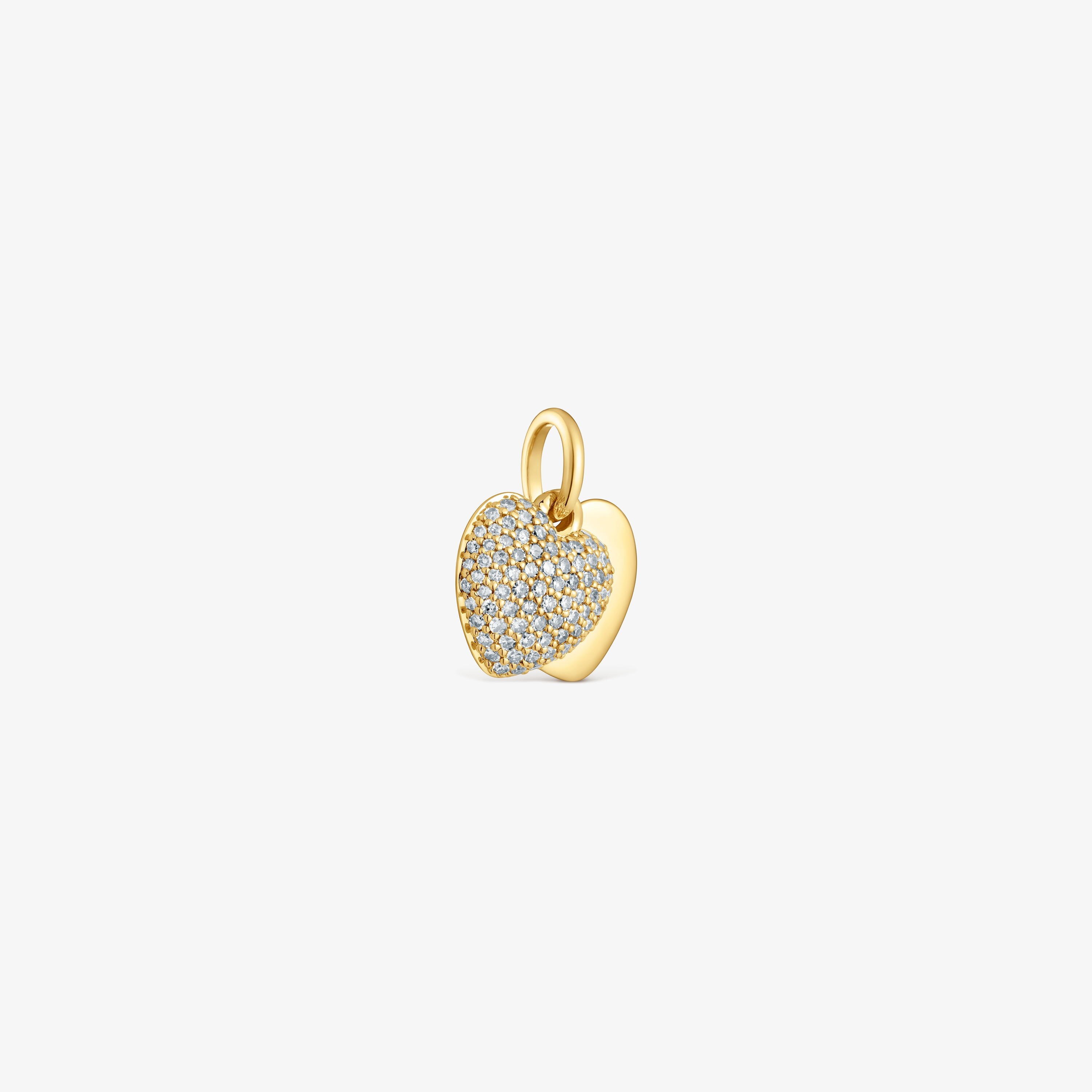 Colgante de oro 14 kt doble corazón y diamantes TOUS Flechazo