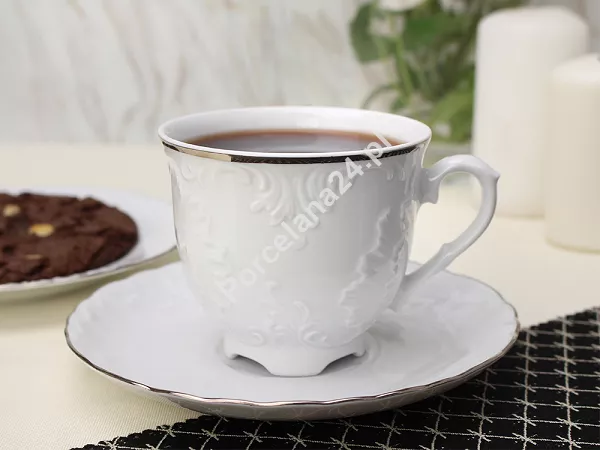 Garnitur do kawy na 12 osób (39 el.) Ćmielów - Rococo 3605 PLATYNOWA LINIA