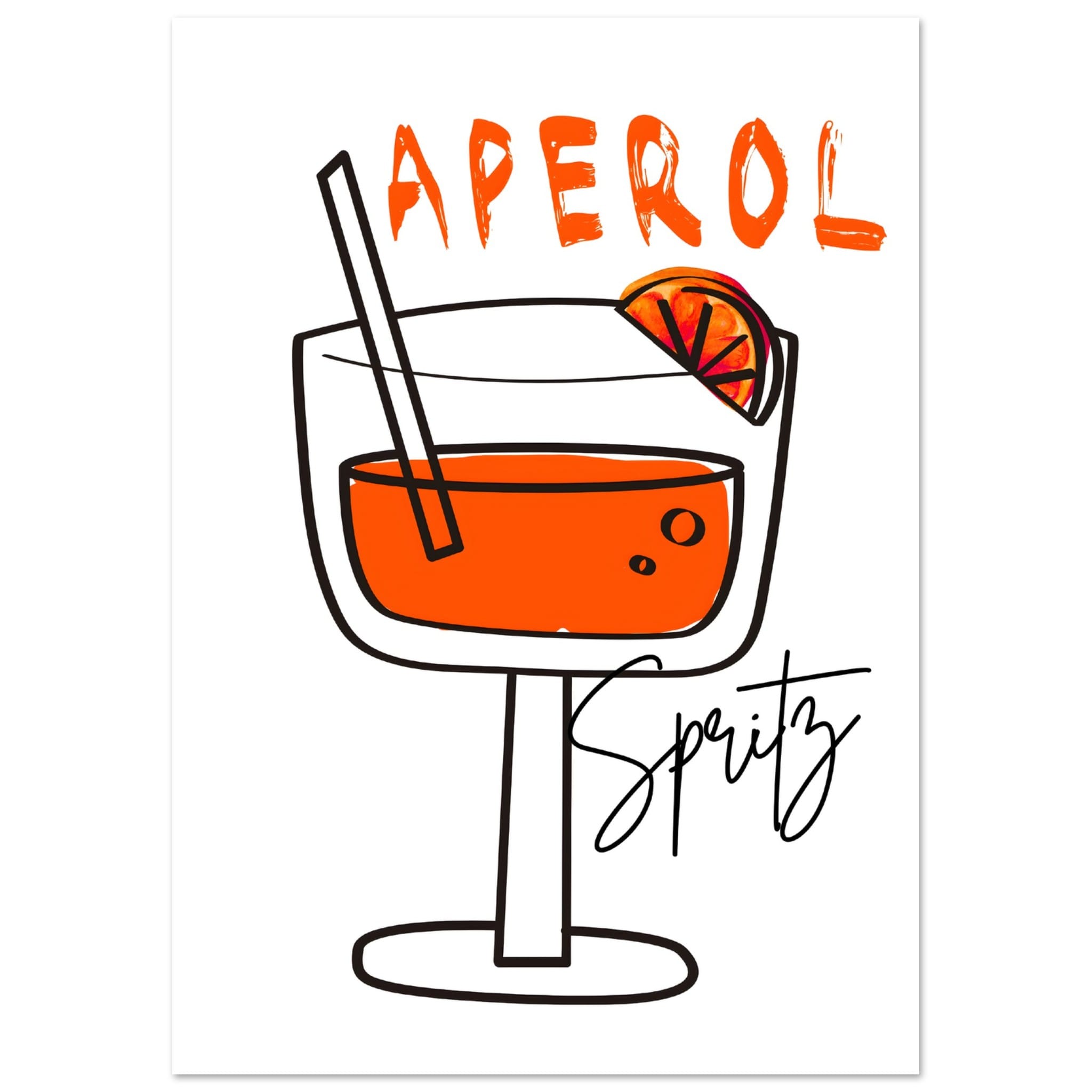 Artfulprints Poster Aperol Spritz - Minimalistic  - A4 21x29.7 cm - Oranje