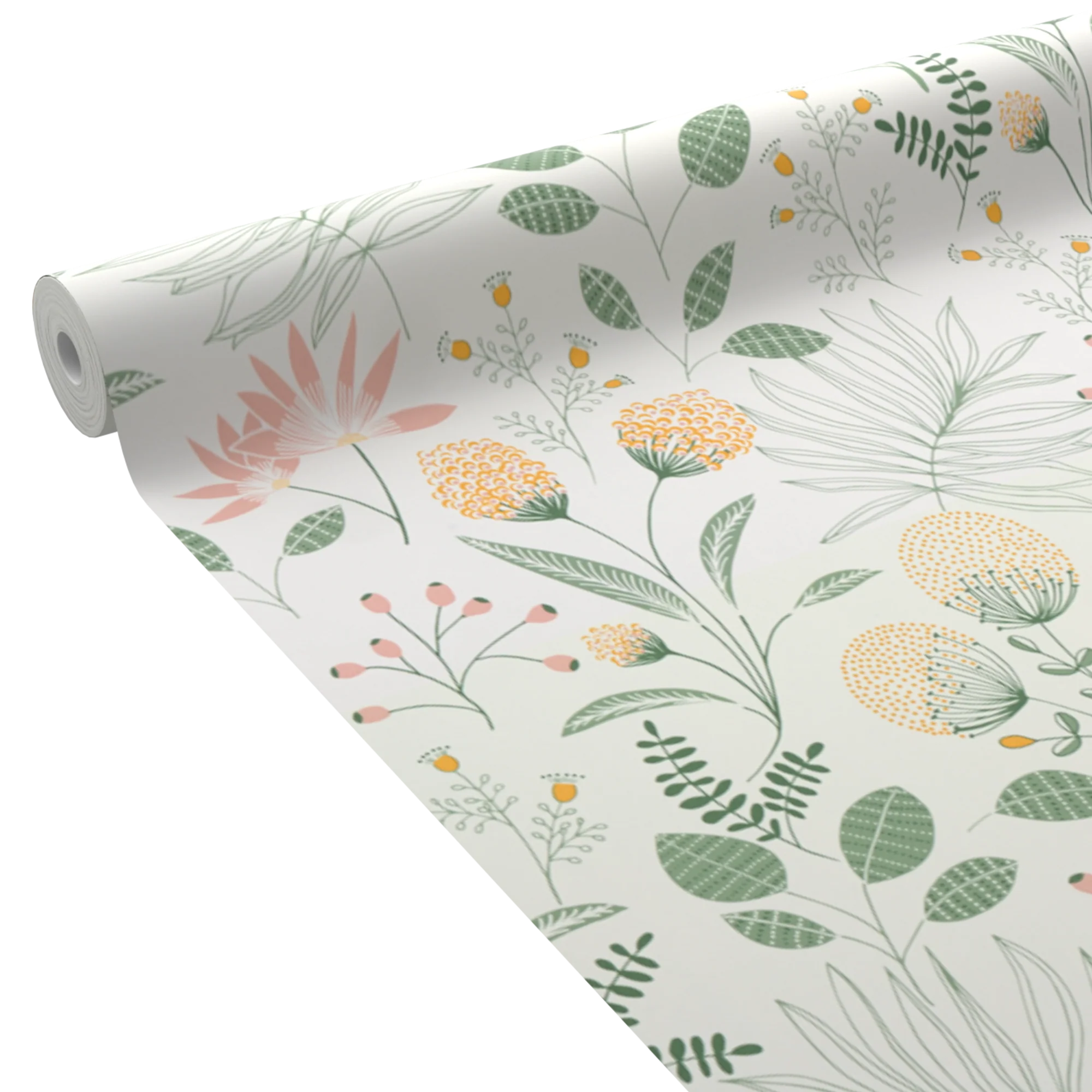 Papier peint intissé EVIE coloris vert et jaune d'or