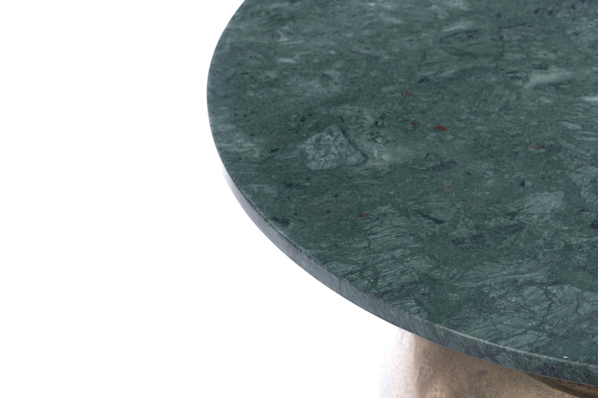 DAFNI - Table basse ronde en métal doré et marbre vert D59