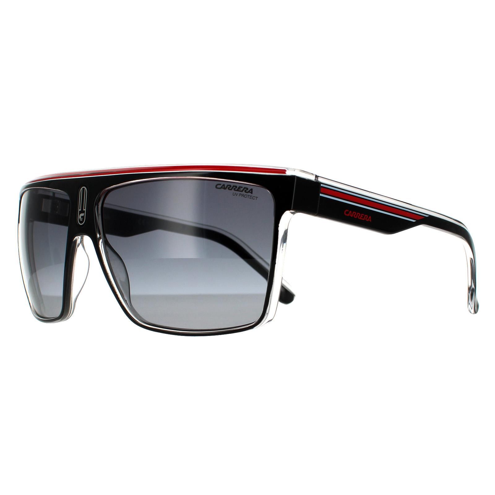 Carrera Shield Black Crystal White Red Dark Grey Gradient Sunglasses