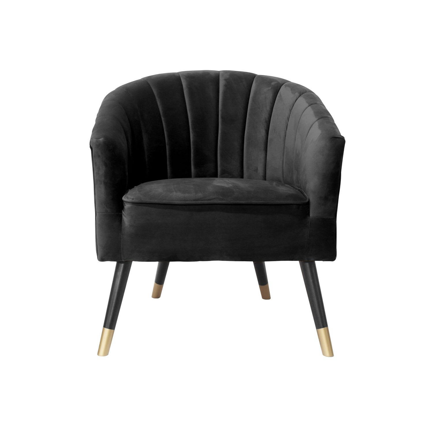 ROYAL - Fauteuil effet velours noir