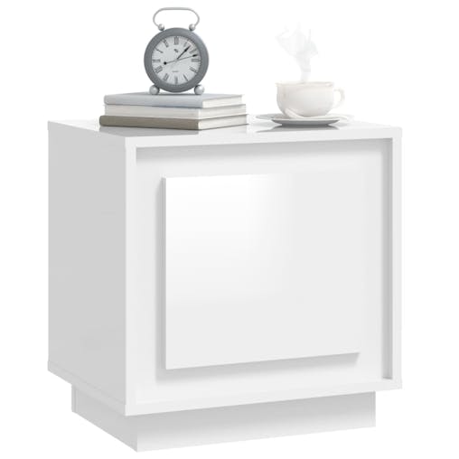 NNEVL Bedside Cabinet High Gloss White 44x35x45 cm Engineered Wood
