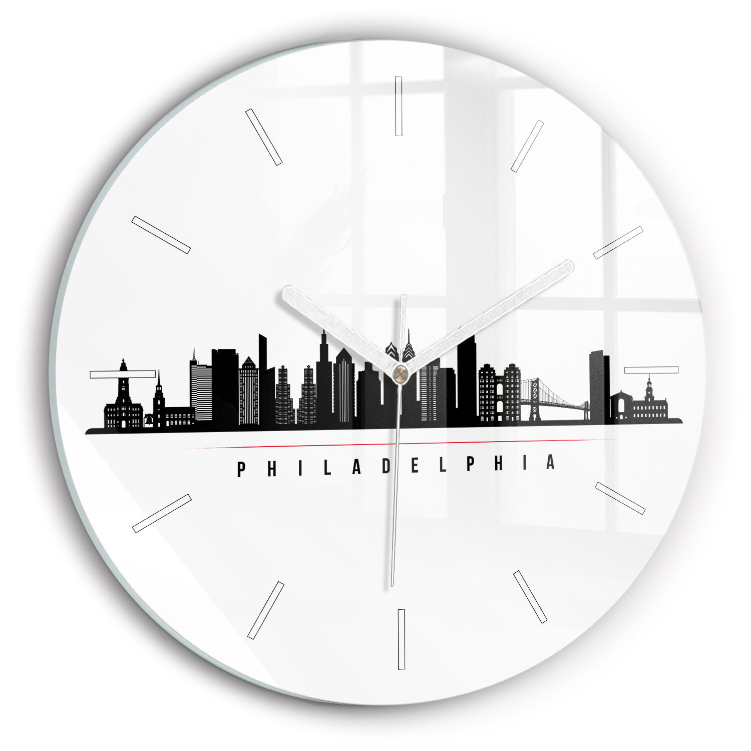 Cichy Zegar Dekoracyjny ścienny Ilustracja Philadelphia fi30