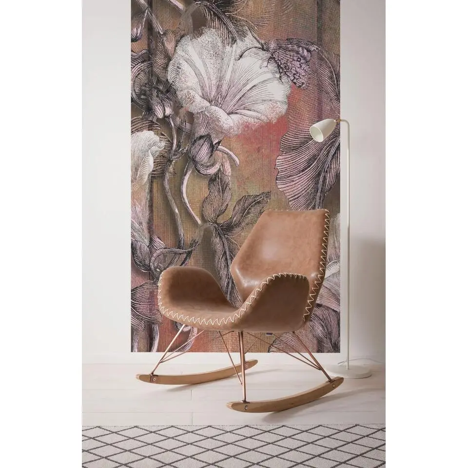 Sanders & Sanders fotobehang bloesems beige en roze - 100 x 250 cm