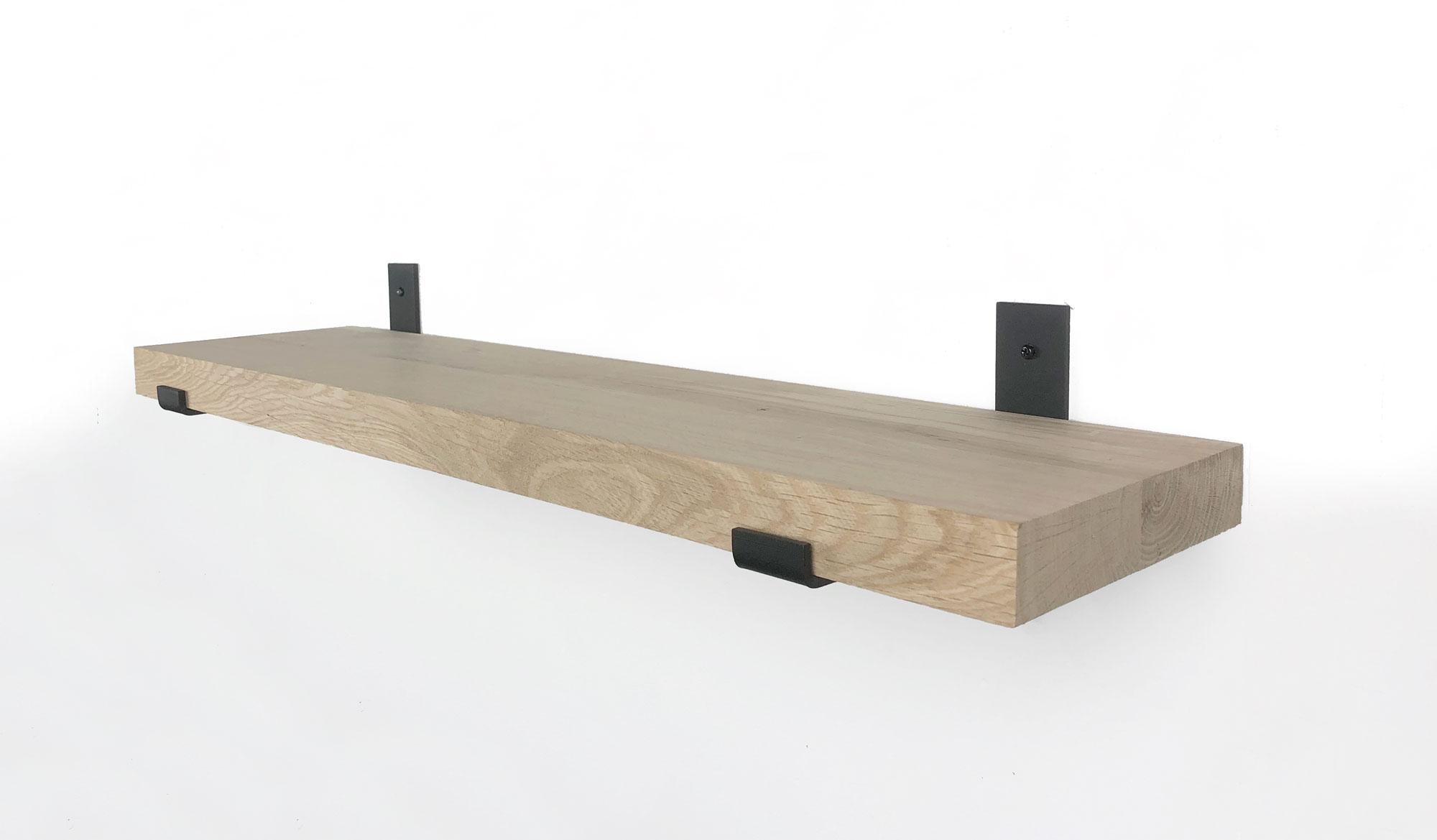 Woodbrothers Eiken wandplank 100x20cm + zwarte dragers