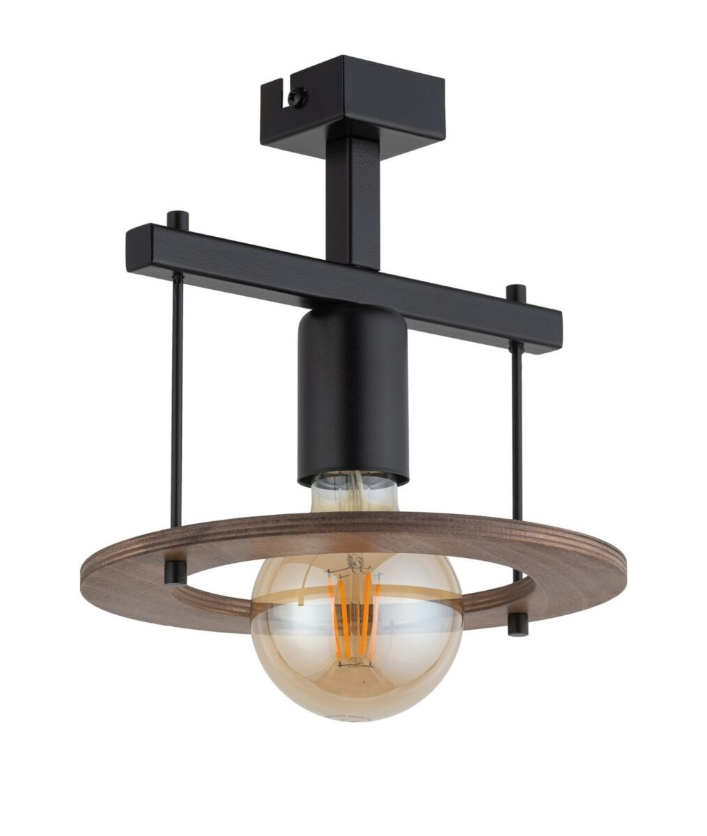 Lampa sufitowa czarna-ciemne drewno Coffee 1xE27x15W wym: 20x21x21 cm Sigma