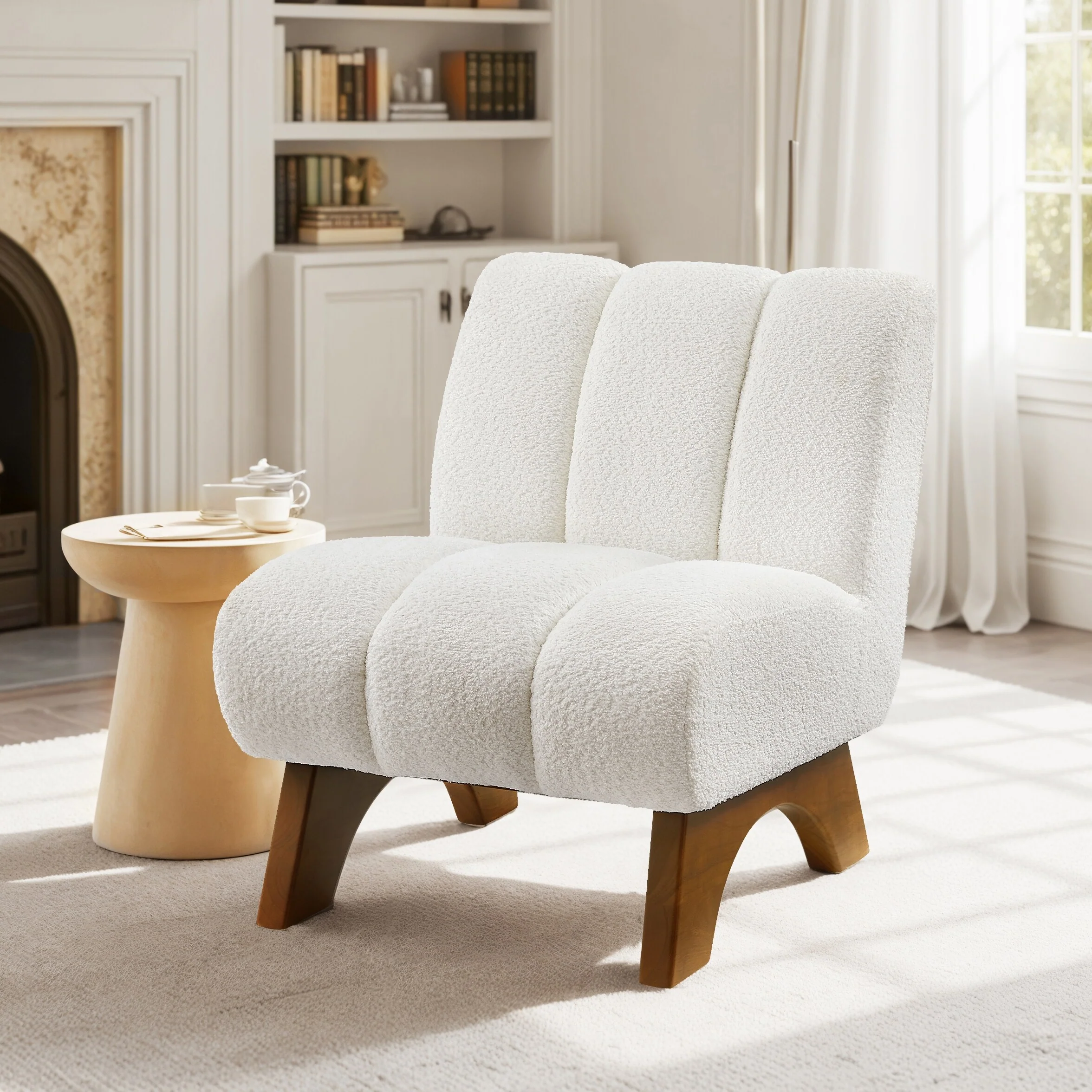 Art Leon Modern Wood and Fabric Accent Sofa Chair