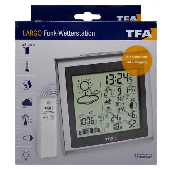 Funk-Wetterstation, Breite: 13 cm, Temperaturbereich: -40 bis 60 °C