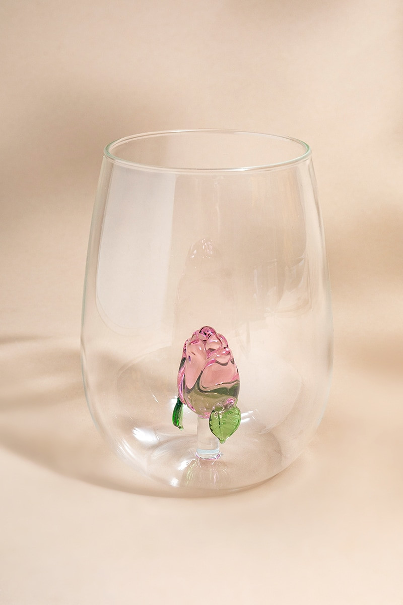 Rose Surprise Stemless Wine Glass